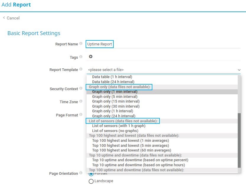 Summary report for all sensors